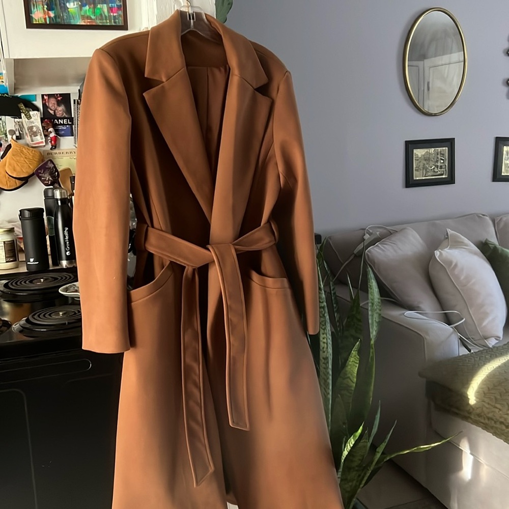 Below Knee Camel Trench Coat